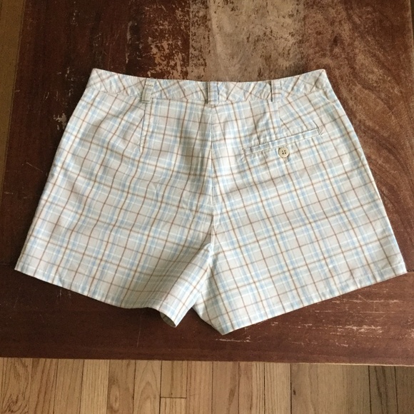Vintage J. Crew Plaid Hi Rise Shorts 90s Tan - Sz 6 - Picture 4 of 8